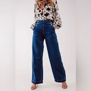 Nwt Women's Blue Wide-Leg Jeans dark wash marine style